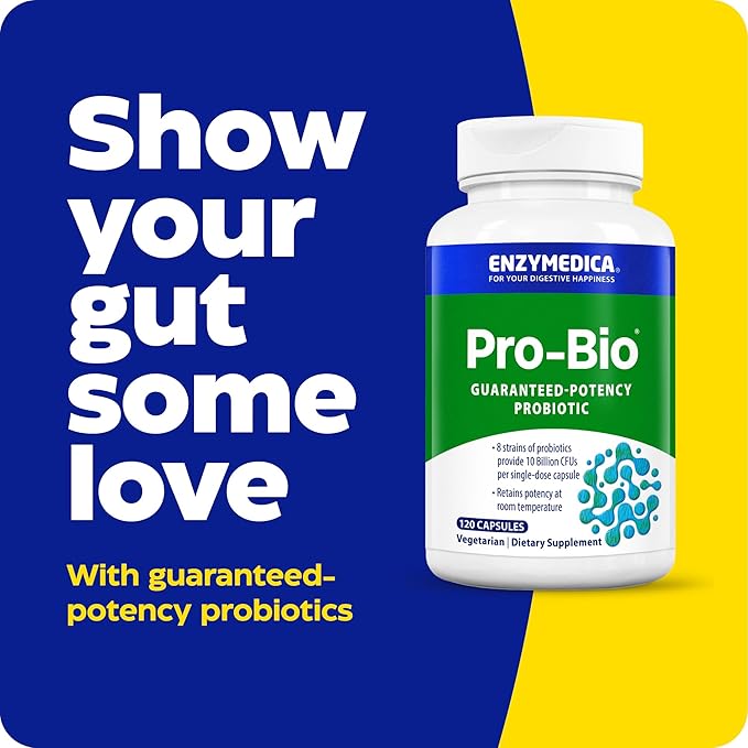 Enzymedica, Pro-Bio, Shelf Stable, Stomach-Acid Resistant Probiotic for Healthy Digestion, 10 Billion CFU, 120 Count