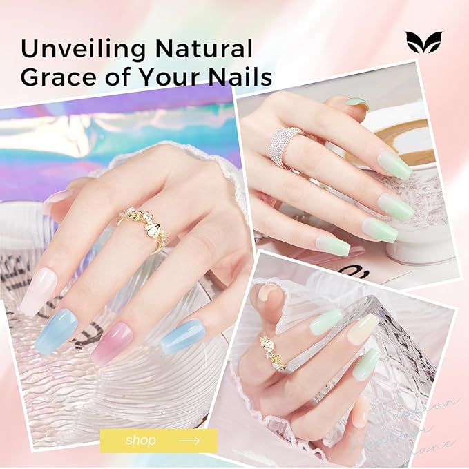 Morovan Jelly Nail Polish Set: Sheer Glass Pastel Macaron Spring Summer Fingernail Polish Kit Quick Air Dry Mini Milky Pink Light Blue Green Nail Polish DIY Manicure Art Salon Gift for Women Girls