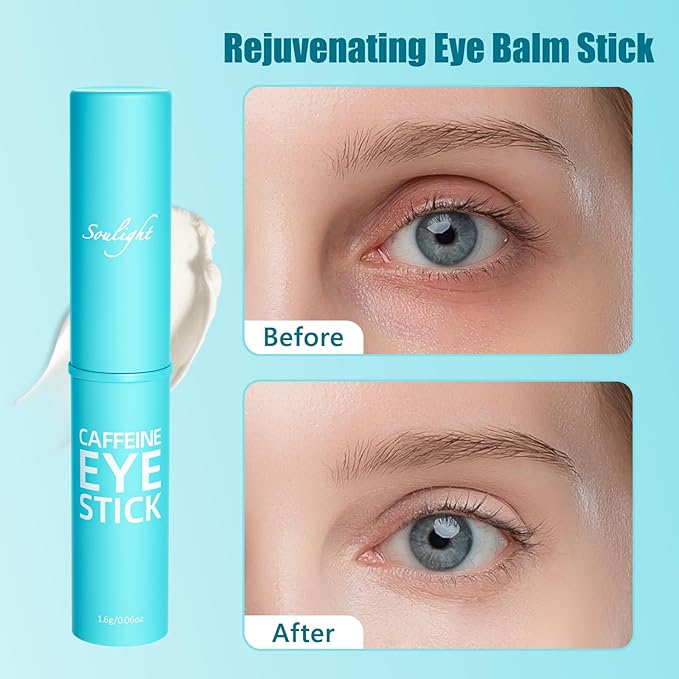 Soulight Caffeine Eye Stick, Anti-Aging Eye Balm, Advanced Revitalizing Eye Cream for Wrinkles, Dark Circles, Puffiness & Bags Under Eyes - Retinol Eye Cream Moisturizes, Softens & Nourish Skin