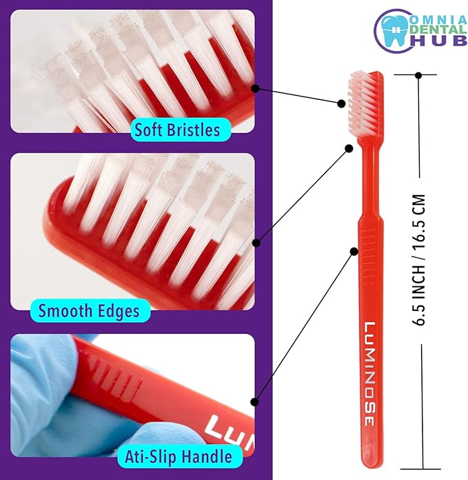 Omnia Disposable Pre-Pasted Toothbrushes | 200 Pcs Individually Wrapped Pre Pasted Toothbrush | Single Use Waterless Tooth Brush for Hotel, Camping, Homeless Gift | Multi Color