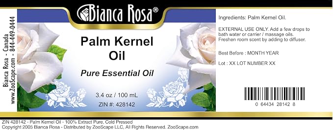 Palm Kernel Oil - 100% Pure, Cold Pressed (3.40 fl oz, ZIN: 428142) - 3 Pack