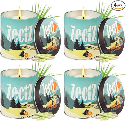 Citronella Candle for Outdoor Indoor, with Lemongrass, Rosemary, and Peppermint Oil, 9 oz 4 Pack