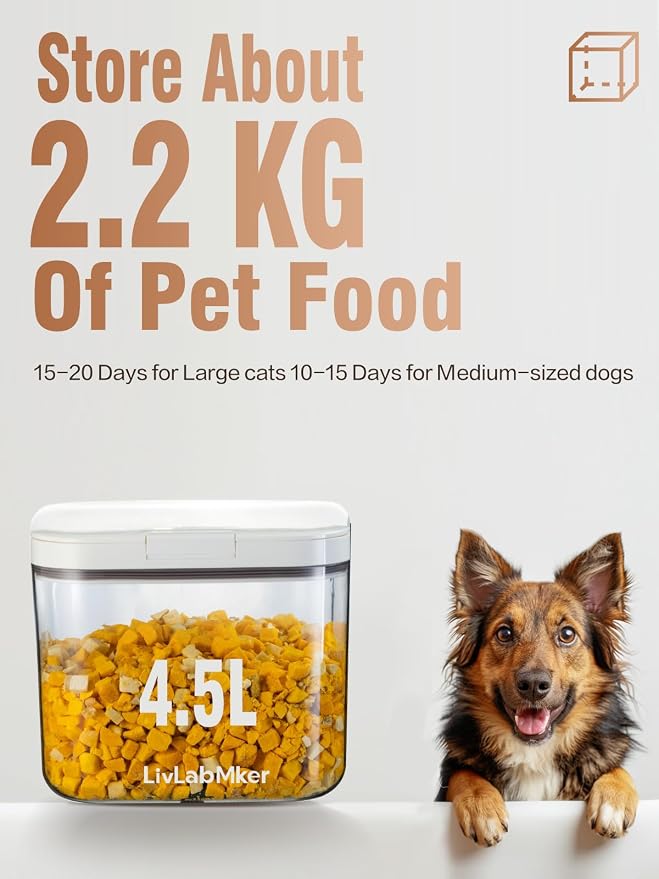 LivLab Mker 5-10 lb Airtight Dog Food Storage Container, White
