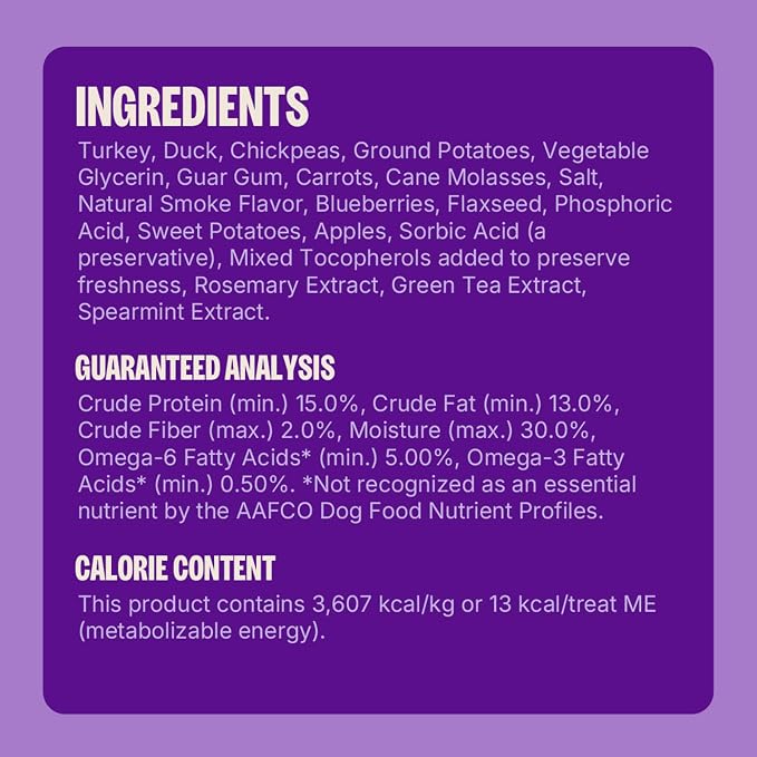 Wellness Rewarding Life Soft Dog Training Treats, Natural, Grain Free, Turkey and Duck Recipe, 6 oz Bag