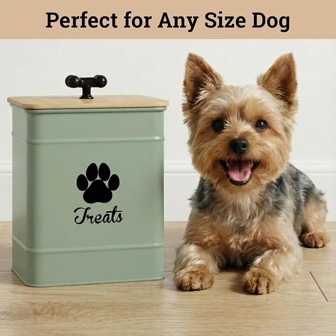 Dog Treat Container Airtight, 6"W x 8"H, Powder Coated, 12 Cup Capacity