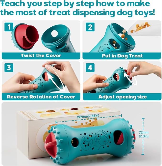 Interactive Dog Toys,Adjustable Treat Dispensing Toy to Keep Them Busy | Dog Enrichment for Brain Stimulation & Cognitive for Puppy Puzzle to Reduce Boredom-Ideal Gift for All Dogs(Rigid Nylon)