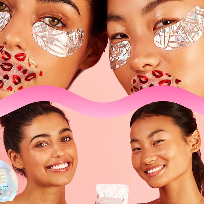 Vitamasques Under Eye Patches & Lip Mask Sheets, Best of Eyes & Lips Set 1 Packs - Eye Patches for Puffy Eyes - Under Eye Masks for Dark Circles and Puffiness - 4 Pads