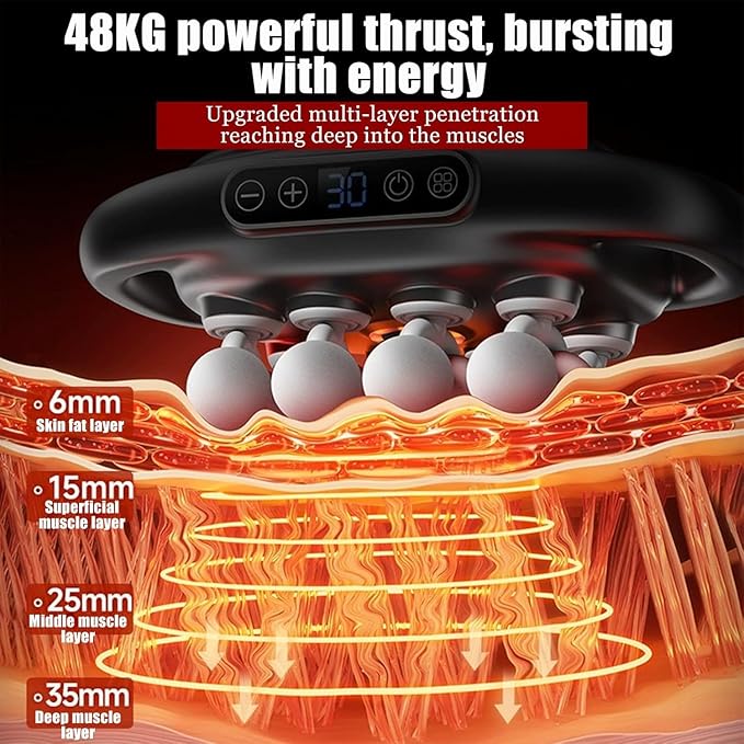 Morgela Deep Tissue Massager, 2025 New Morgela Massager, 16 Head Massage Gun Deep Tissue, 3 Modes & 30 Intensities, Massage Gun for Back, Shoulders, Legs, Foot (Black)