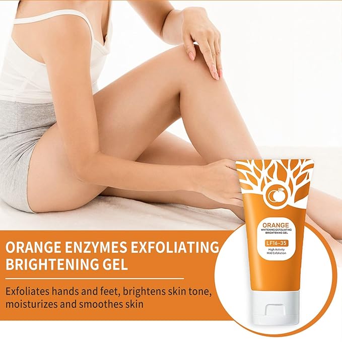 Orange Exfoliating Gel, Moisturizer Face Body Scrub Gel,Deep Cleansing Moisturizing Facial Exfoliator,Natural Orange Peeling Gel Face Scrub (2PCS)