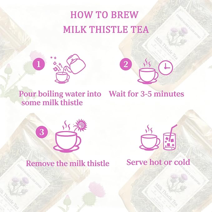 Wildcrafted Milk Thistle Tea Loose Leaf 4 oz (113 g) | 100% Natural Cardo Mariano Dried Herb, Caffeine-Free Liver Tea, Vegan, Non-GMO, Handpicked, Non-GMO