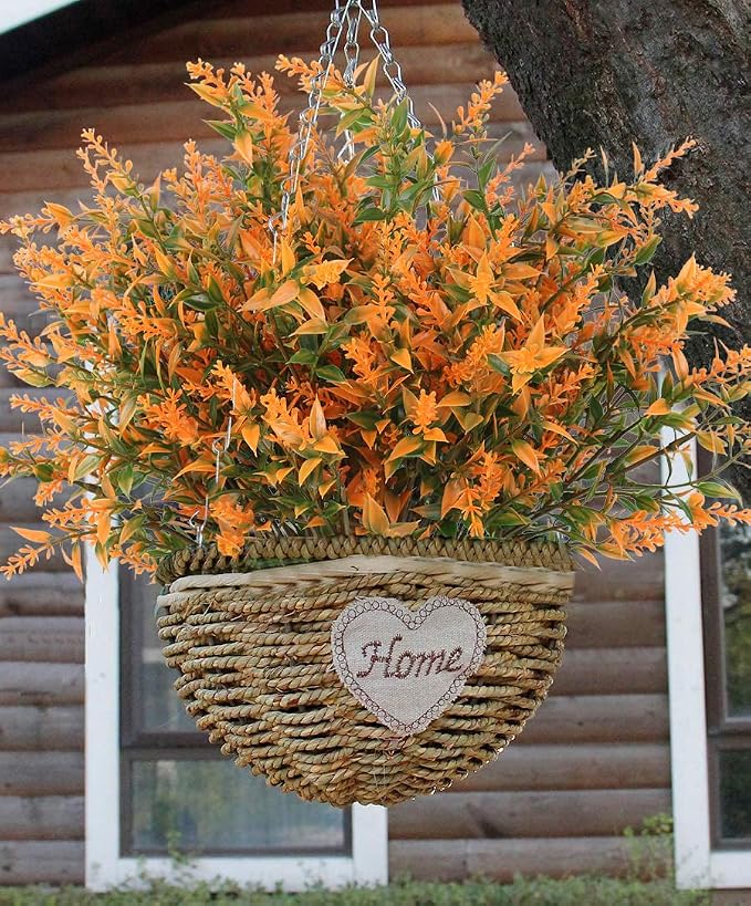 RECUTMS 12Pcs Artificial Fall Plants Outdoor Fake Flowers for Outside Stems | Autumn Artificial Greenery,Fake Fall Outdoor Flowers UV All Weather Resistant Plastic Flowers for Porch Outside Decoration