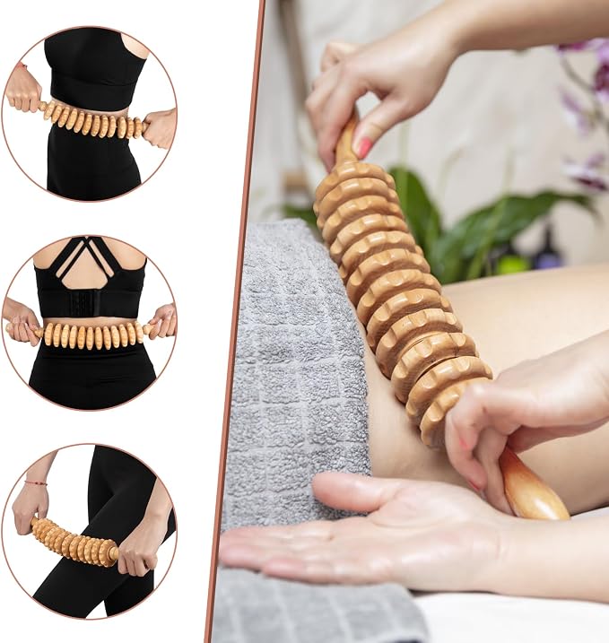 KintKita Wood Therapy Massage Tools 3 in 1,Wooden Lymphatic Drainage Massager, Body Sculpting Tools Cellulite Massager for Maderoterapia, Body Contouring, Relief Muscle, Anti-Cellulite