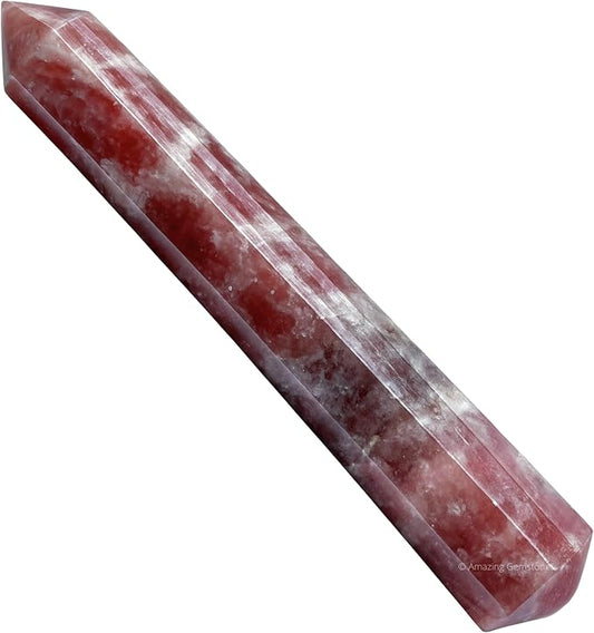 Amazing Gemstone Lepidolite Crystal Wand Massage Stick - Pelvic Wand Gua Sha for Adults - Crystals and Healing Stones Massage Wands for Adults Gifts (Pointed)