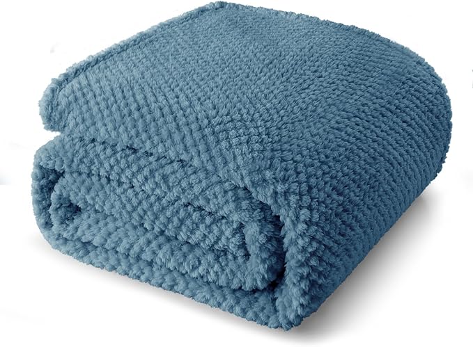 Whale Flotilla Soft Fleece King Size Bed Blanket, Slate Blue | 90x104 Inch, Suitable for Bed, Fluffy Fuzzy Jacquard Blankets for All Season, Lightweight and Cozy