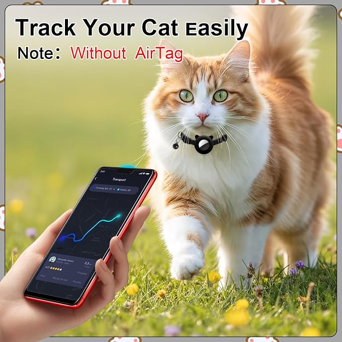 2 Pack Airtag Cat Collar Breakaway Safety Bell Nylon Adjustable