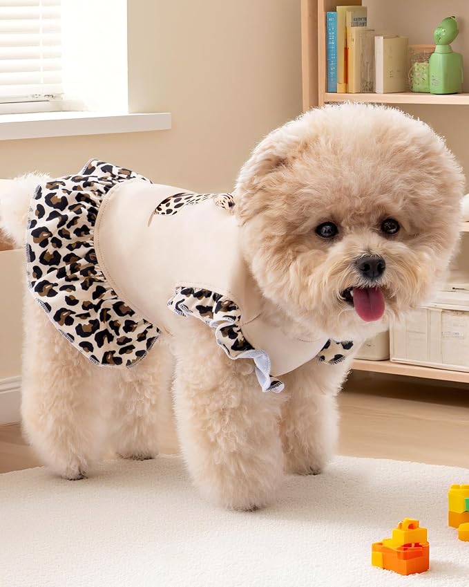XPUDAC 4 Pack Dog Dresses Cute Printed Puppy Dress for Small Dogs Girl Puppy Clothes Chihuahua Yokie Clothes Doggie Outfits Cat Apparel, Small(Chest-15.6")