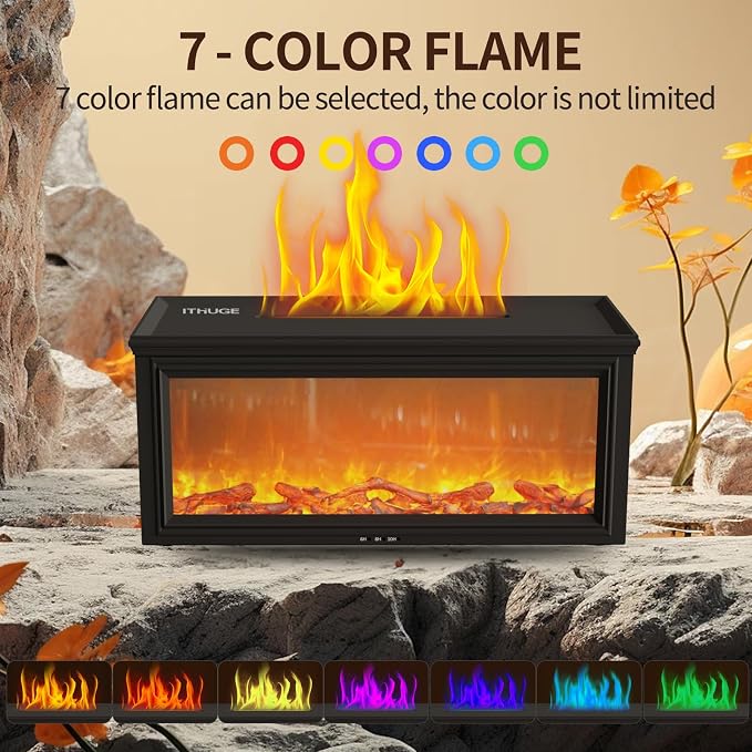 280ml Essential Oil Diffuser with 3D Flame Effect, Remote Control Aromatherapy Humidifier, 7 Color LED Lights, Ultrasonic Cool Mist for Home Bedroom Office