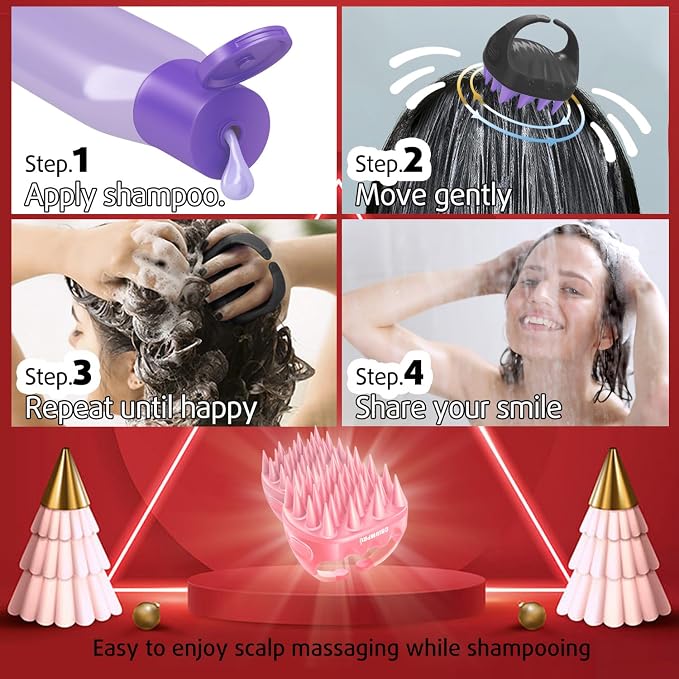 Cbiumpro 2-Pack Scalp Massager Shampoo Brush, Ultra Soft Silicone Scalp Scrubber Exfoliator Brush for Hair Growth & Dandruff Removal - 100% Fit All Hair Types