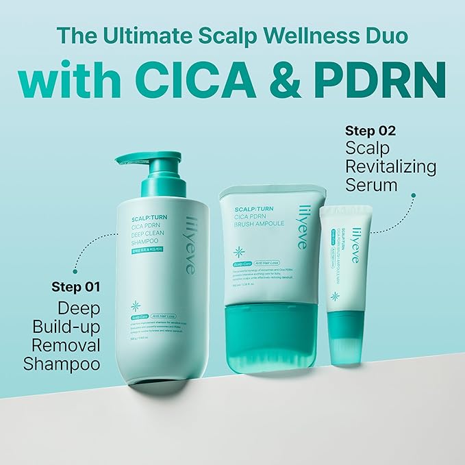lilyeve SCALPTURN Cica PDRN Scalp Serum with Built-in Brush, PDRN to Strengthen Hair Roots, Itchy Scalp Relief, Dry Scalp Hydration - Korean Hair Care, 3.38 fl.oz (Pack of 3)