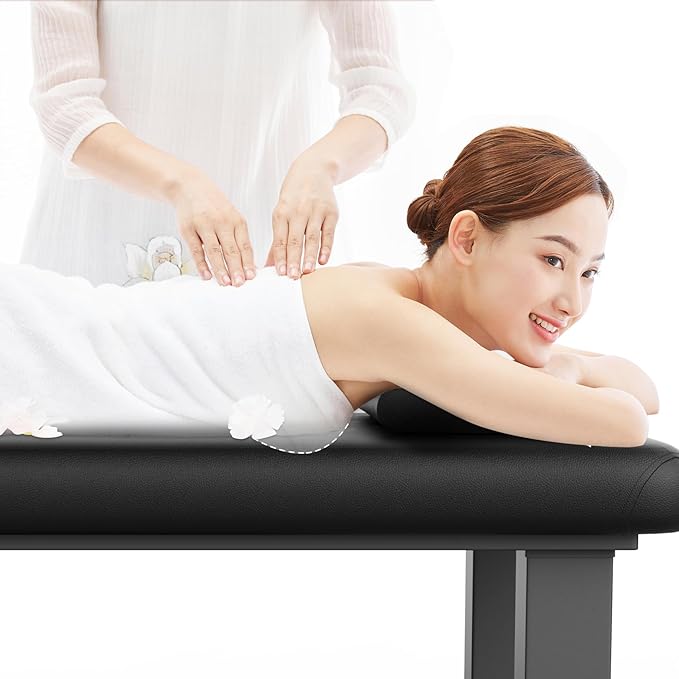 Olela 31.5 Wide Stationary Massage Table - Heavy Duty Massage Table with Fixed Backrest and Large Storage Space, Spa Table with Pu Leather and Meatal Farme for Spa, Massage, Tattoo and So On