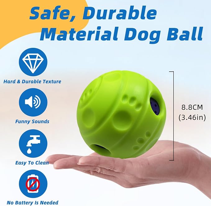 Dog Toys Ball, Interactive, M, 3.46 in (8.8 cm) | No Paint, Gibbering Sound, Surface Concave Lines