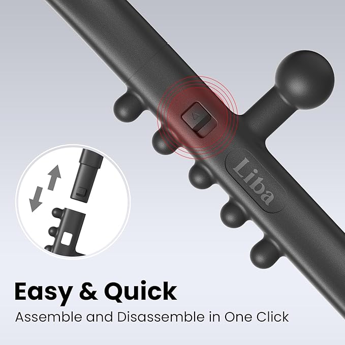 LiBa Trigger Point Massage Tool, Detachable Back Neck Shoulder Massager for Pain Relief, Manual Therapy Massage Cane Hook Stick with Massager Ball, Gift for Athlete, Desk worker, Chronic Pain Sufferer