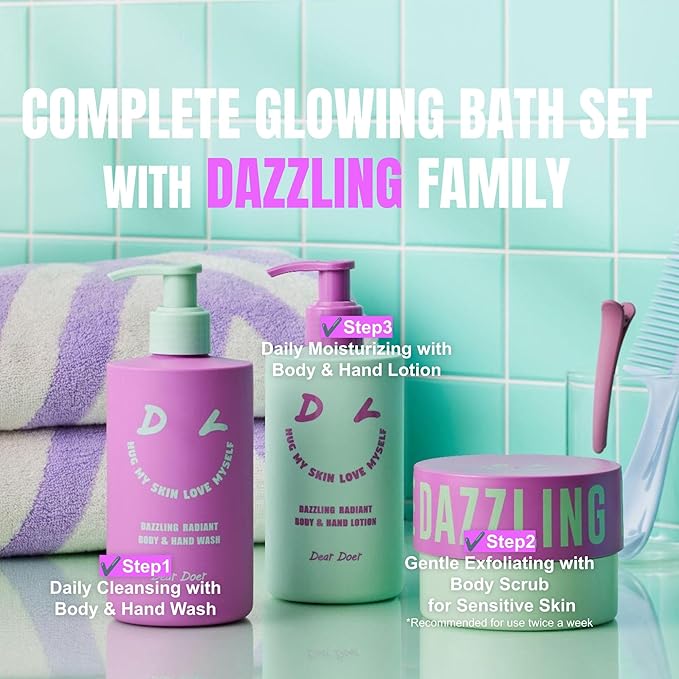 Dear Doer] Dazzling Radiant Body & Hand Lotion | Vegan | 10.14 fl.oz - pH-Balanced, Non-Sticky Vitamin Lotion, No Added Silicone, Fresh Floral Scent