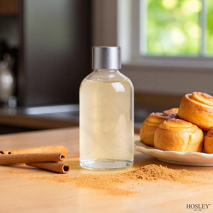 Hosley Cinnamon Roll Reed Diffuser Refill Set of 2-85ml Glass Bottles for Home Decor & Room Decor, Essential Oils Aromatherapy with Long-Lasting Scent to Enhance Your Living Space