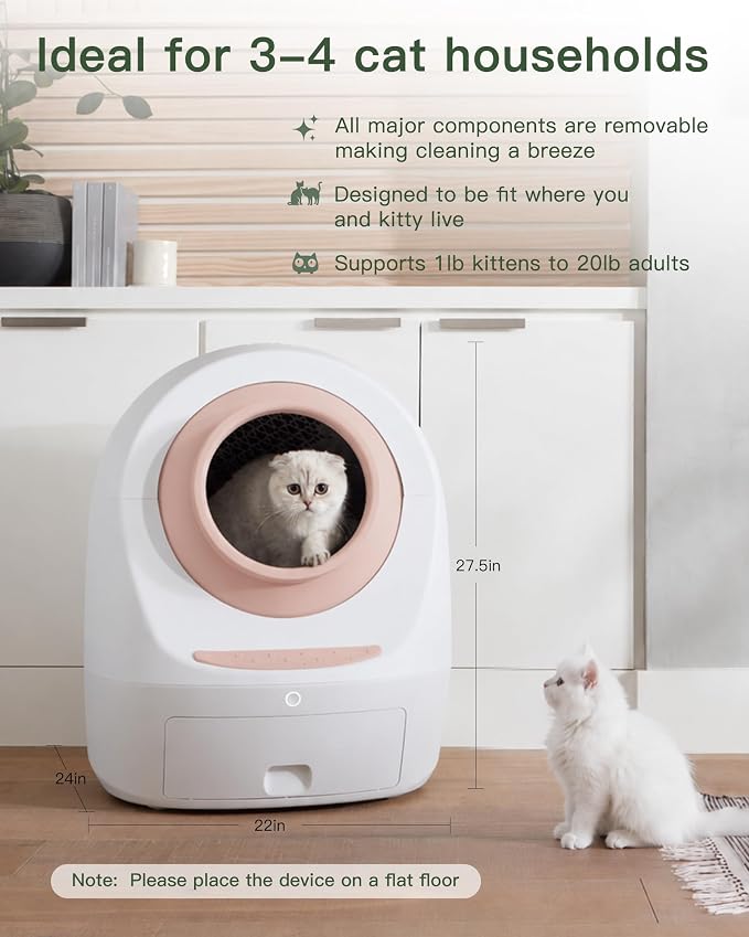 Casa Leo Automatic Self-Cleaning Cat Litter Box | with Leo’s Loo Too Wi-Fi App & Voice Control, App Weight Tracking, UV Odor Control, Safety Sensors, 30dB Quiet