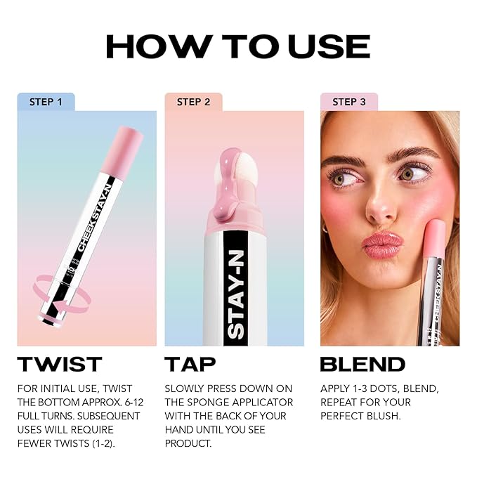 Sacheu Cheek STAY-N Liquid Blush for Cheeks — High Pigment, Buildable, Lightweight Cream Blush for Dewy & Radiant Flushed Cheeks — Long-lasting & Cruelty Free (I'm Cute)