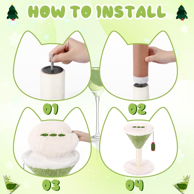 Sosation Olive Martini Cat Scratcher 19.7 H Cat Scratching Post Scratcher with Dangling Ball for Indoor Cats Scratching Post for Kittens and Medium Large Cats