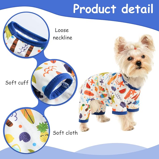 Dog Pajamas for Small Dogs Boy Girl, Dog Clothes Tiny Chihuahua Yorkie Spring Summer Shirt, Cute Puppy Outfit Pjs Jumpsuit Cat Onesie Apparel Pet Clothes