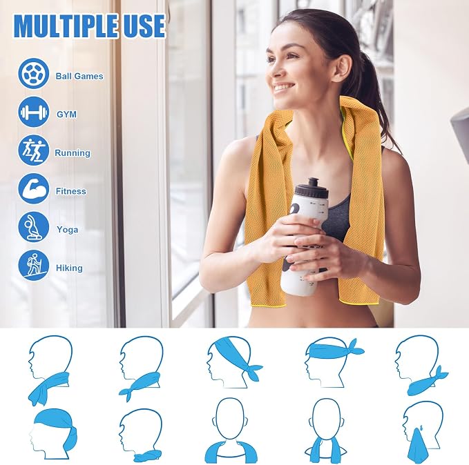 8 Pack Cooling Towel for Sports, Face and Neck, Workout and Gym, Sweat Absorbent (8 Pack)