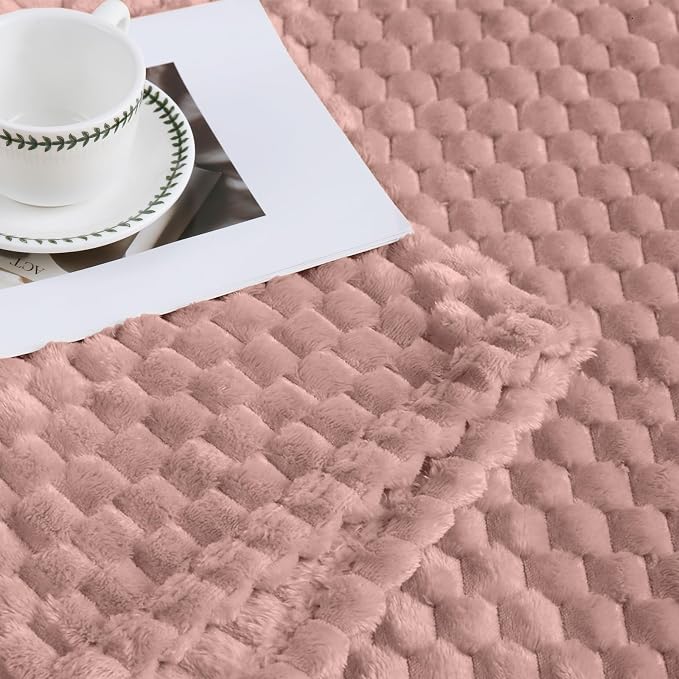 Bnuitland Pink Flannel Throw Twin Size Blanket (60X80 inches), 300 GSM Fleece Cozy Warm Soft Home Decor Lightweight Bed Blanket for Adults, Suitable for All Seasons.