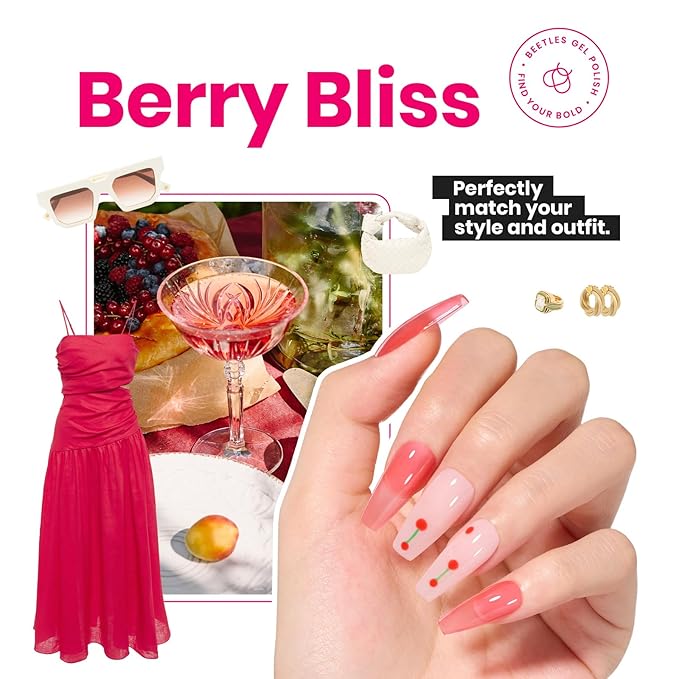 Beetles Nail Polish - Fast Drying Red Finger Nail Polish (15ml) No UV Lamp Needed Nail Lacquer Manicure Diy Nail Art Home Salon Spring Gift For Women