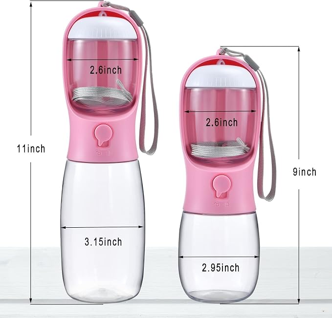 Cibaabo Dog Water Bottle Portable with Food Container & Filter for Travel | Feeding & Hydration | Travel Puppy Water Bowl | Portable Pet Dispenser | Girl Dog Accessories | for Hiking Camping Beach