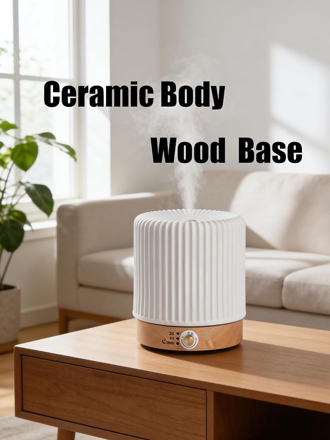 Ceramic Essential Oil Diffusers,Small Cute for Office, Home for Aromatherapy,Bedroom Humidifier Air Fragrance,Room Scent, Smell,Light Decor para Casa De Essentials Aesthetic Aroma (B)