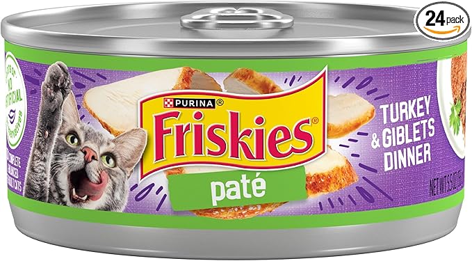 Purina Friskies Wet Cat Food Pate Turkey and Giblets Dinner - (Pack of 24) 5.5 oz. Cans