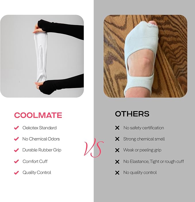 COOLMATE Pilates Socks with Grips for Women, Yoga Socks, Crew Non Slip Women for Barre, Pilates Gifts for Women
