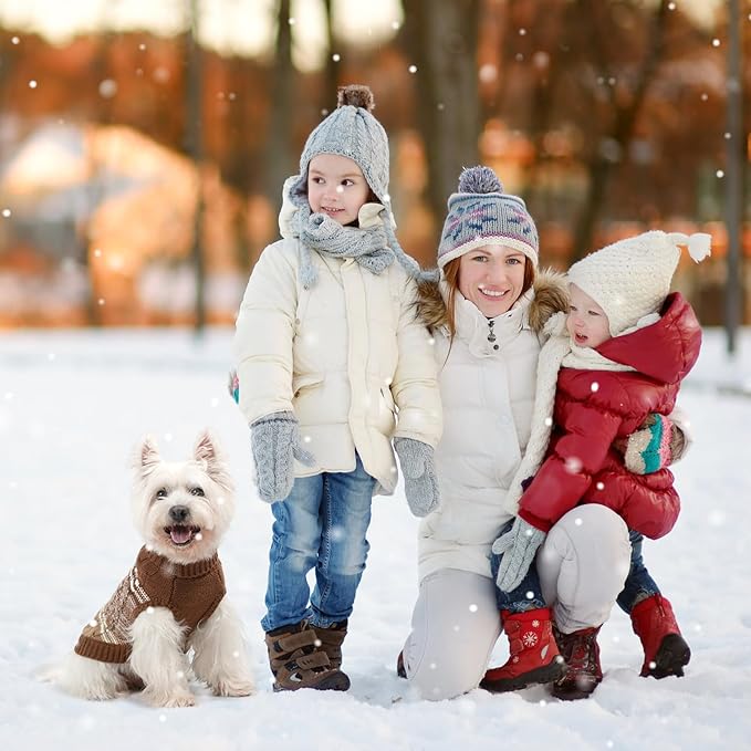 Mihachi Dog Sweaters for Small Medium Dogs Girl Boy,Soft Warm Dogs Shirt, Cold Weather Dog Coat Turtleneck Knitted Pullover Dog Clothes Costume with Leash Hole for Large Cat Puppy Doggy Pet,Beige SM