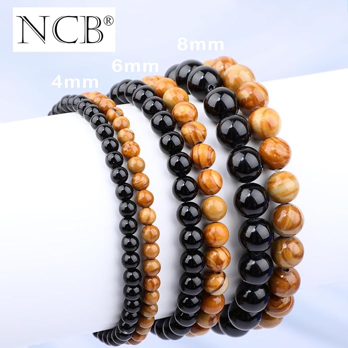 NCB 2.3-Piece 4mm Natural Crystal Gemstone Stretch Bracelets – Handmade Reiki Energy Healing Jewelry for Meditation,Yoga, Unisex