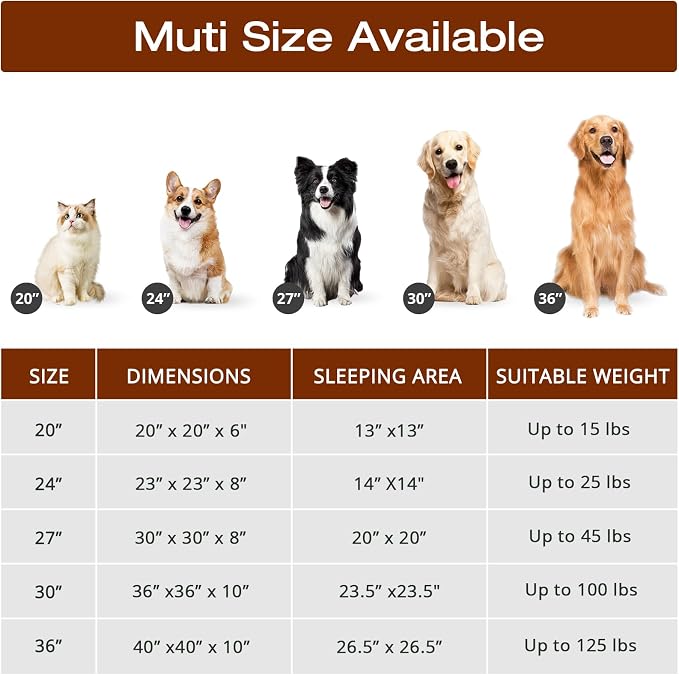 JOLLYVOGUE Dog Bed, Calming Anti-Anxiety Large Dog Bed, Fluffy Donut Cushion for Medium and Large Pets (27"/30"/36")