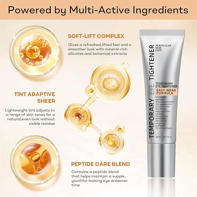 Instant Eye Lift Cream – Temporary Under-Eye Tightener, Firming Primer with Hyaluronic Acid & Vitamin E, Hydrating Formula for Smooth Finish, Lifts & Refreshes Tired Eyes (2 Pack)