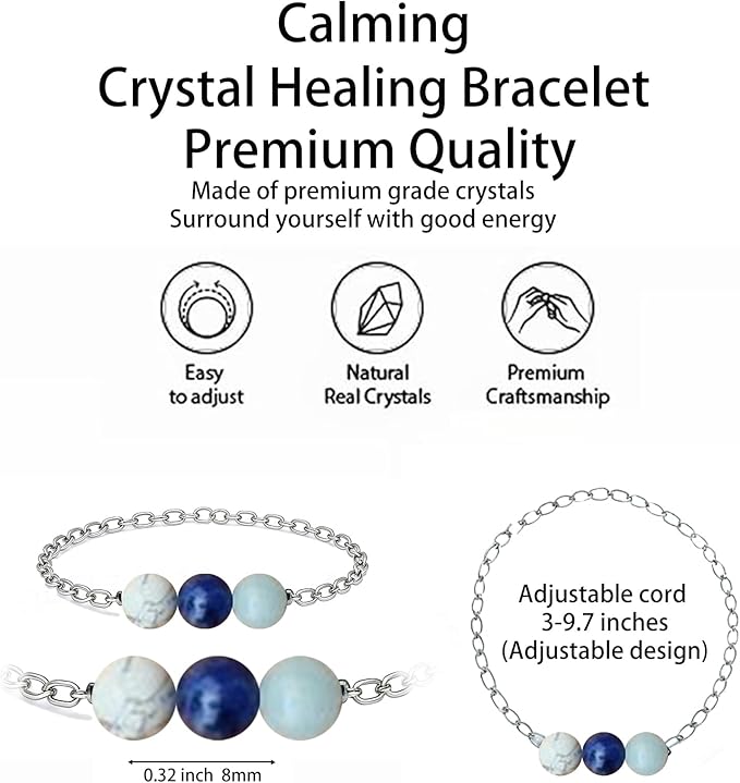 Healing Crystal Keychain Bracelet Set Healing Stones Anxiety Relief Natural Crystal Keychain for Women