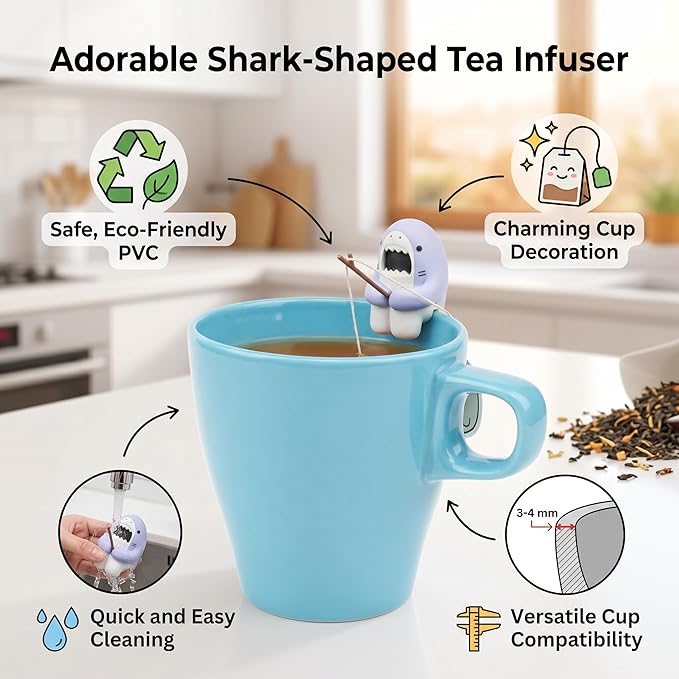 Creative Shark Shape Tea Infuser, Loose Leaf Tea Strainer, Funny Animal Shaped Tea Filters Gift for Tea Drinkers Shark Accessories Tea Lovers Accessory ﻿