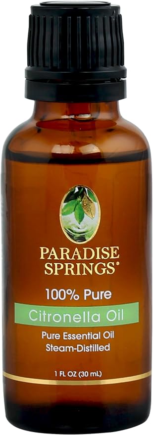 Paradise Springs Citronella Essential Oil, 100% Pure and Natural Citronella Essential Oil for Diffusers for Home Aromatherapy, Massage, Humidifiers, 1 fl oz (30ml)
