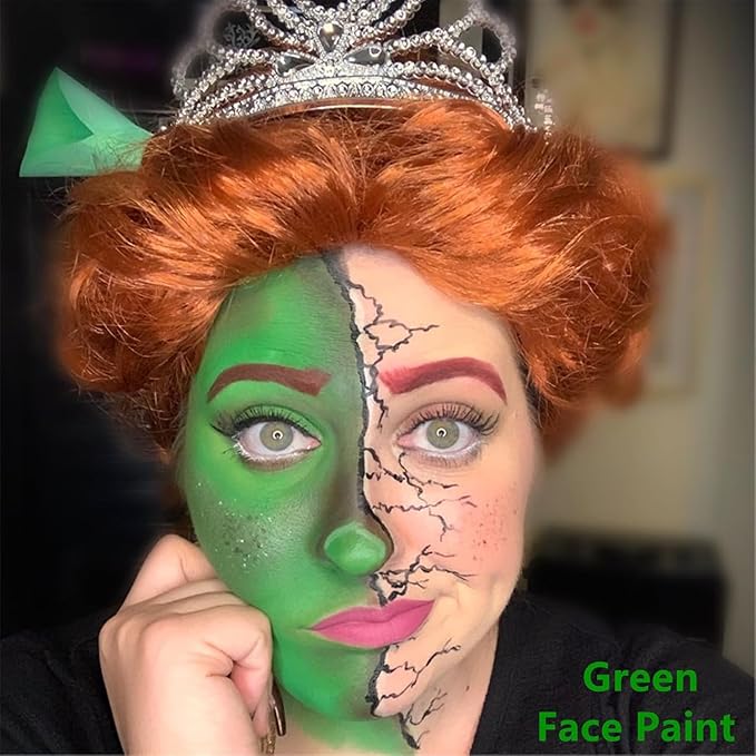 Go Ho Water Based Green Face Body Paint Stick,Non-Toxic Face Painting,Easy-to-use Facepaint for Halloween Costumes Cosplay SFX Hulk Gamora Witch Clown Makeup,0.63oz