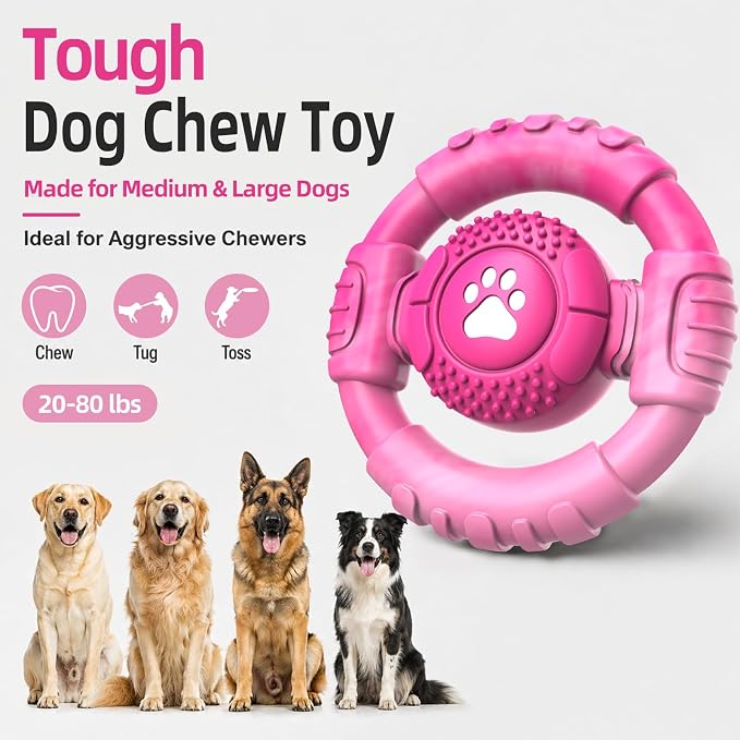 Pamlulu Tough Dog Toys for Aggressive Chewers, Indestructible Dog Toy for Large Dogs, Nylon Chew Toys for Medium Large Breed, Interactive Dog Toys to Keep Them Busy, Dog Birthday