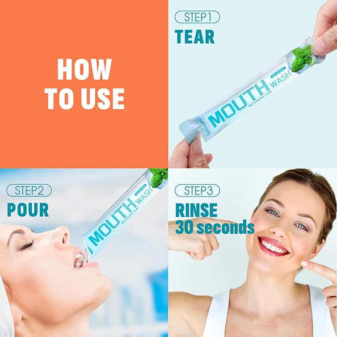 Phyyixs Mouthwash Strips 120 Pack, Individually Wrapped Travel Size Oral Rinse, Alcohol-Free & Fluoride-Free, Portable Fresh Breath Strips (5 Flavors)