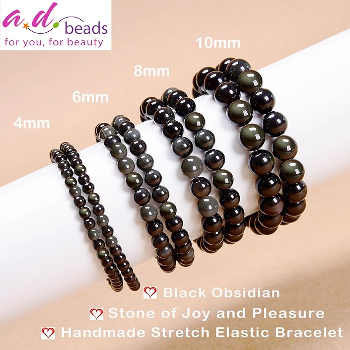 AD Beads Handmade Gemstone Stretch Elastic Bracelet Crystal Healing Reiki Nature's Beauty and Spiritual Essence Unisex